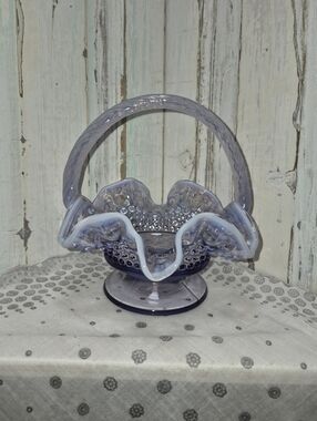 Vintage Westmoreland Glass Basket in Lavender Blue